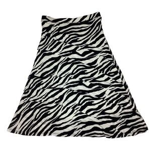 INC Black White Animal Print Zebra Midi Maxi Skirt Women S Monochrome Modern
